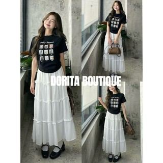 Chân váy voan tơ 3 tầng viền bèo 2 lớp cạp chun Hàn Quốc DORITA BOUTIQUE