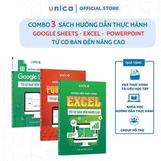 Combo 3 Sách Google Sheets - Excel - PowerPoint Unica làm chủ tin học văn phòng có kèm khóa học