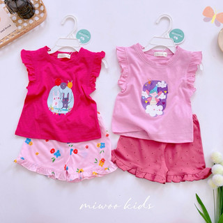 Bộ ba lỗ tay bèo bé gái in hình Pony, Mickey Miwoo