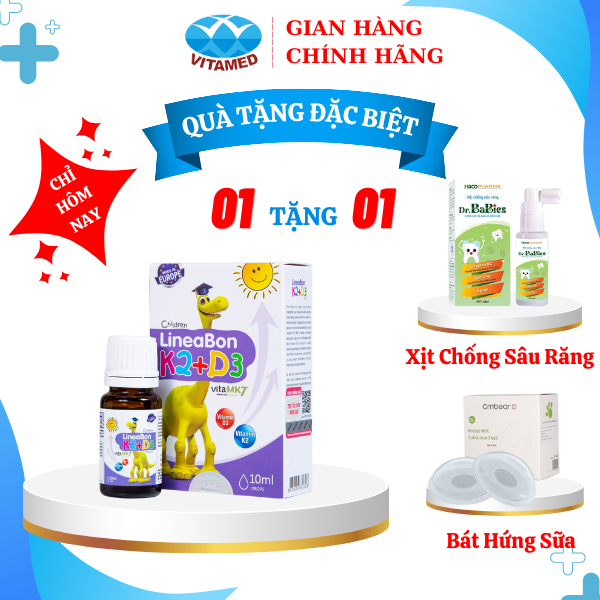 [ Tặng 1 Quà ] Linebon K2 + D3 Bổ Sung Vitamin Cho Xương , Răng Chắc Khỏe Chai 10ML