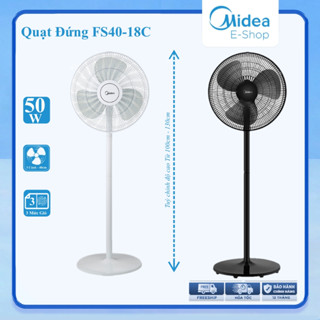 Quạt Đứng, Quạt Cây 3 Cánh Midea FS40-18C (Quạt Điện Công Suất 50W, Chỉnh Gió 3 Tốc Độ)