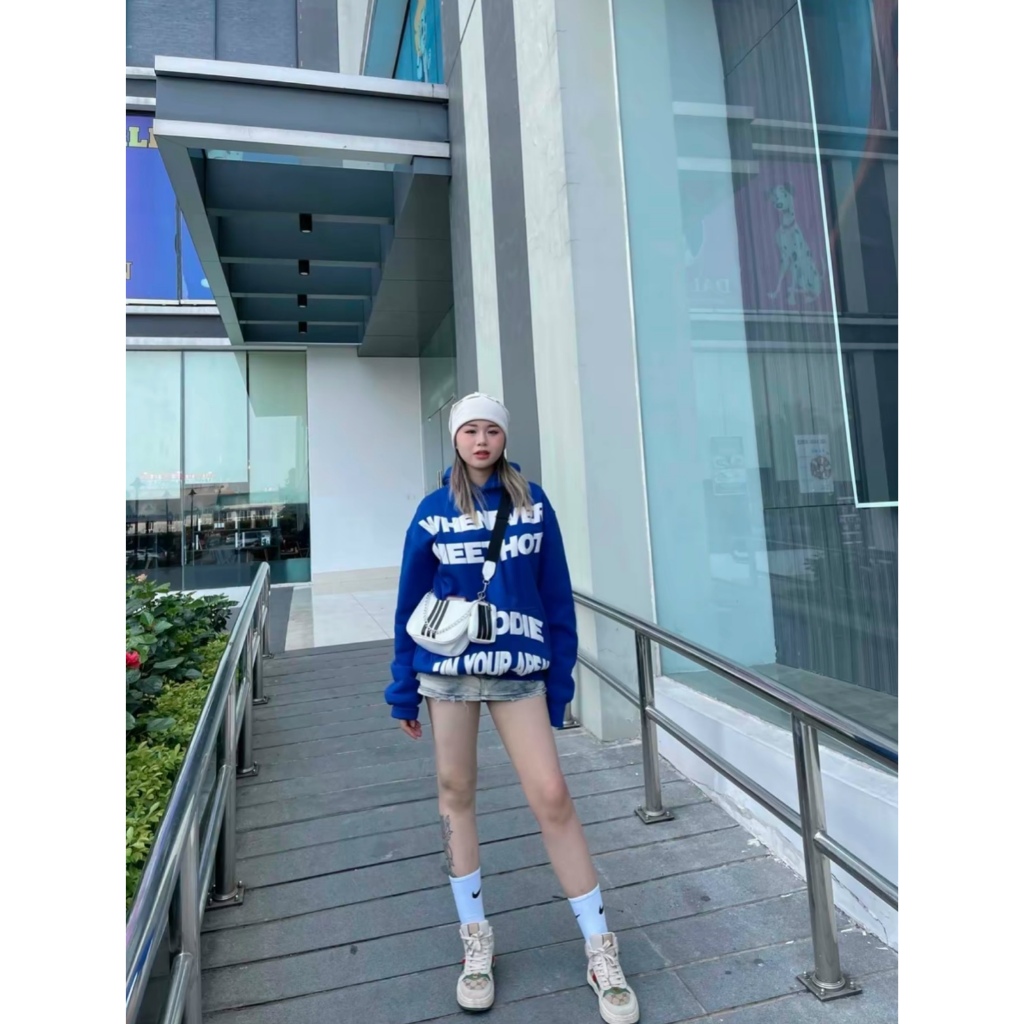 Áo Hoodie Nỉ PE Boxy Unisex Nam Nữ Whenever Nón 2 lớp Dày Dặn fom rộng chữ in nổi 2024 - win99 | BigBuy360 - bigbuy360.vn