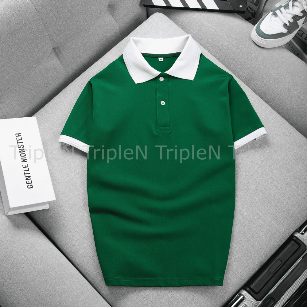 Áo thun polo nam trơn TripleN chất liệu vải cá sấu thoáng mát, phối màu trẻ trung