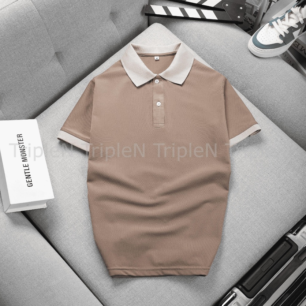 Áo thun polo nam trơn TripleN chất liệu vải cá sấu thoáng mát, phối màu trẻ trung