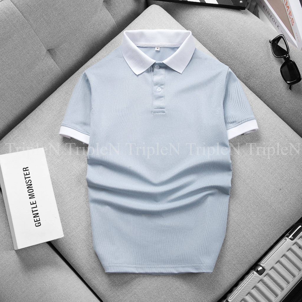 Áo thun polo nam trơn TripleN chất liệu vải cá sấu thoáng mát, phối màu trẻ trung
