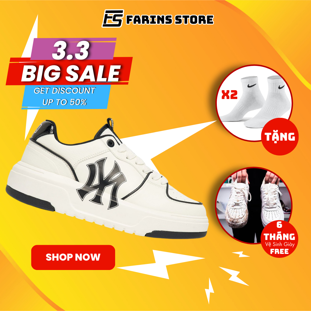 Giày MLB Chunky Liner White Black Chính Hãng Cho Nam Nữ, MLB Chunky Liner Real Fullbox Farins Store