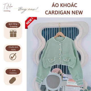 Khoác cardigan xanh mint, phối nút ngọc sang chảnh style hàn quốc