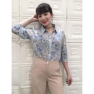 Áo sơ mi hoa cổ đức dáng mới