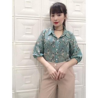 Áo sơ mi hoa cổ đức dáng mới
