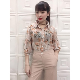 Áo sơ mi hoa cổ đức dáng mới