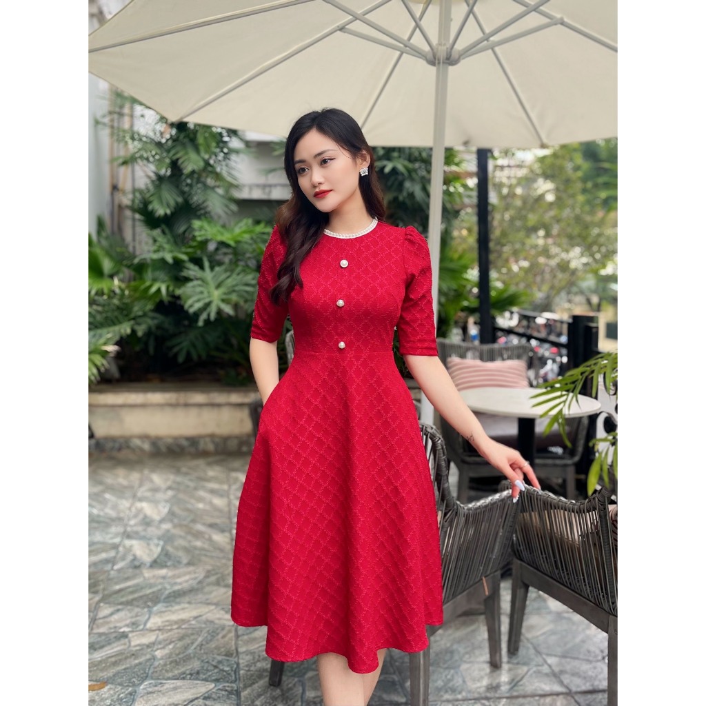 Váy công sở dự tiệc tay dài cao cấp Emvy Fashion k89