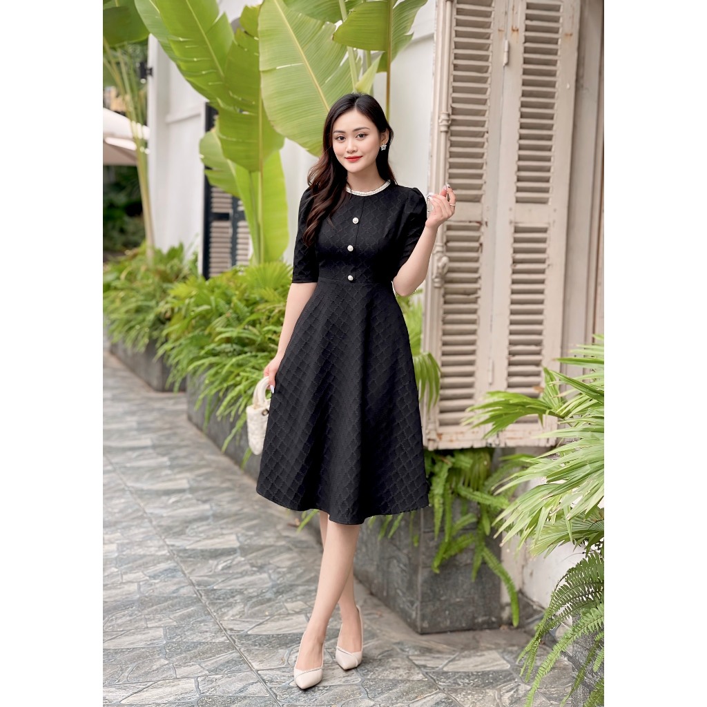 Váy công sở dự tiệc tay dài cao cấp Emvy Fashion k89