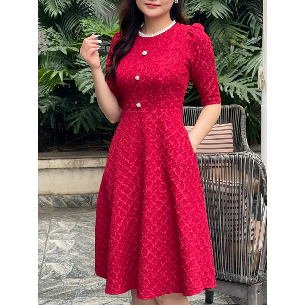 Váy công sở dự tiệc tay dài cao cấp Emvy Fashion k89