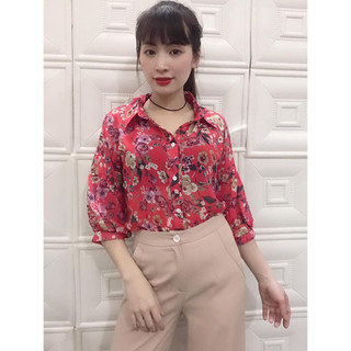 Áo sơ mi hoa cổ đức dáng mới