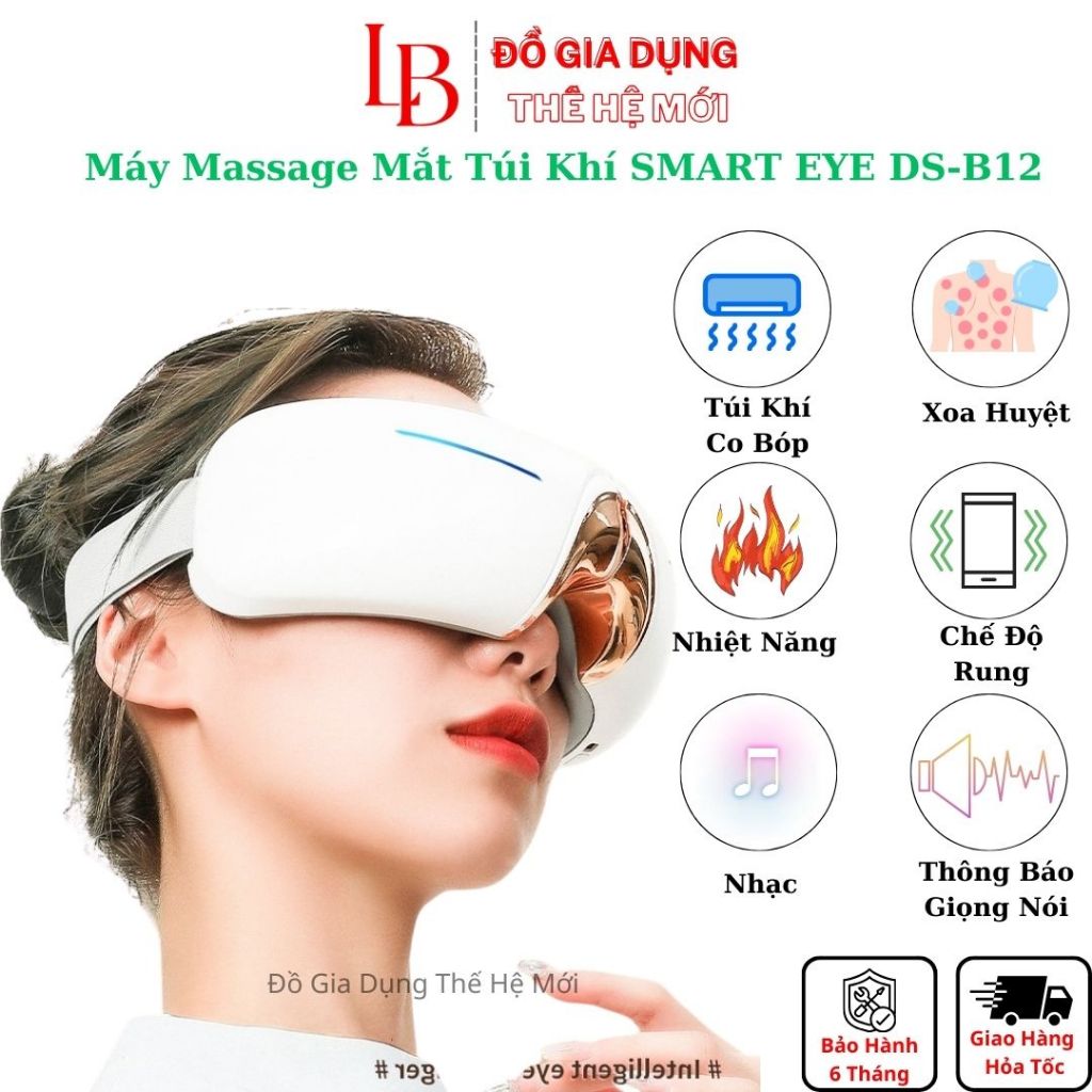 Máy massage mắt Bluetooth Eye Instruement, máy massage sử dụng công nghệ túi khí, giảm quầng thâm xoa dịu mắt