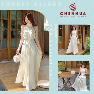 Váy tơ dáng dài thiết kế hở vai sang chảnh hàng 2 lớp VN140 có sẵn