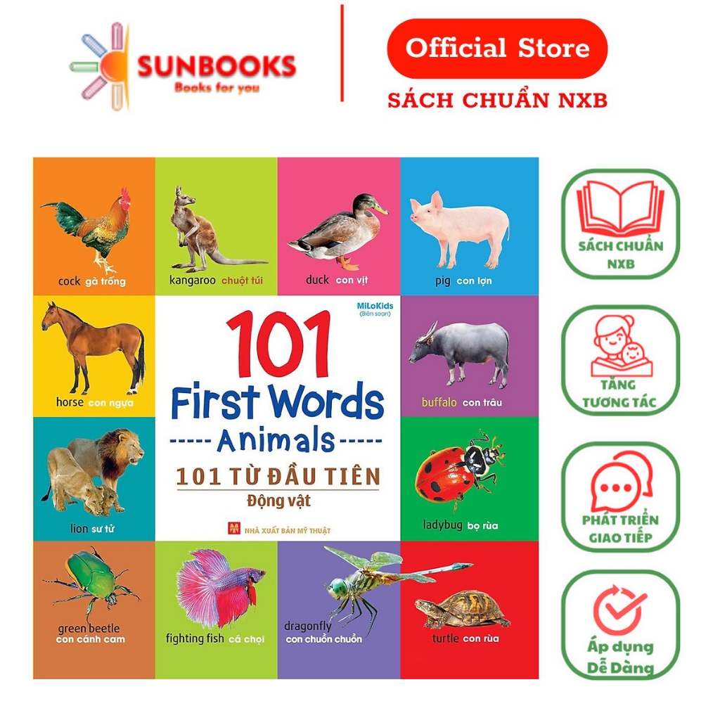 Sách - 101 First Words - Animals (101 Từ Đầu Tiên - Động Vật - Song Ngữ Anh Việt)