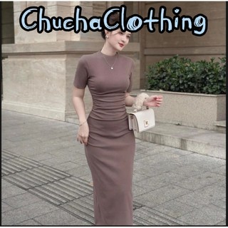 Đầm body nhún eo chất thun gân che bụng tôn dáng- Chuchaclothing