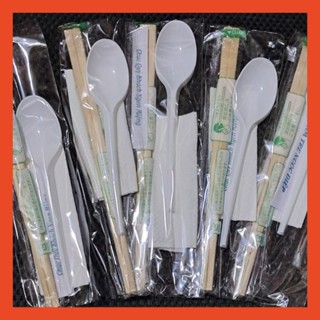 Combo 100 bộ take a way - Bộ muỗng đũa tăm giấy