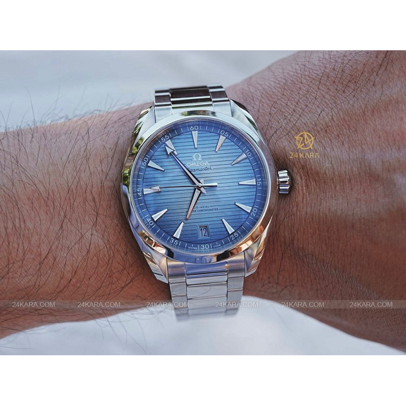 Đồng Hồ Nam Omegaa Máy Cơ (Automatic) Mặt Tròn Xanh Mặt Xanh Siz 41mm Dây Kim Loại