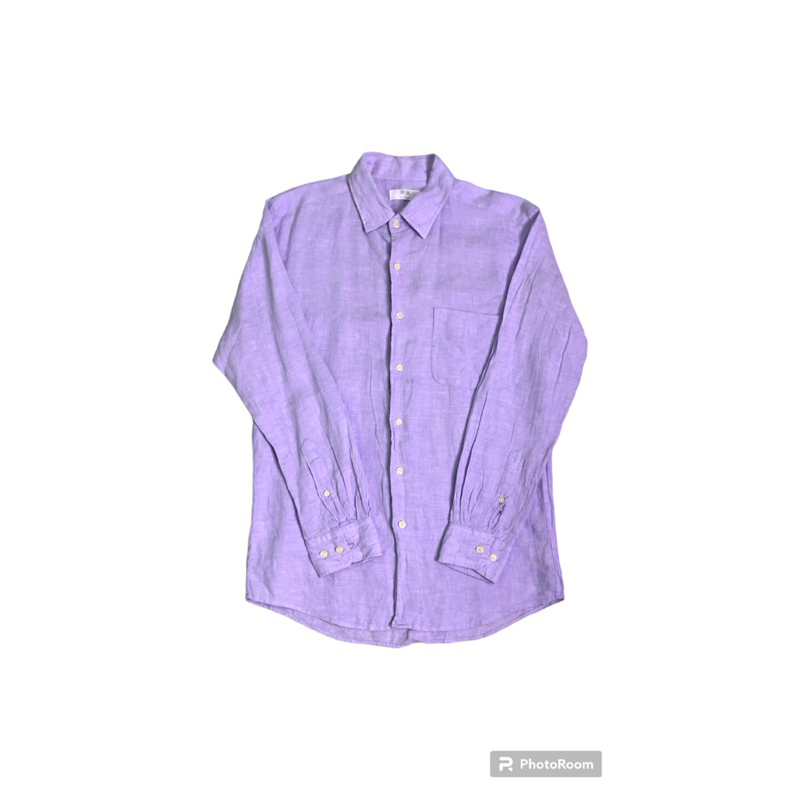 sơ mi linen tím Uniqlo