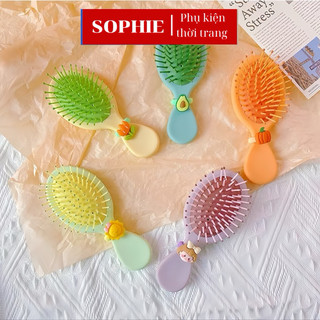 Lược chải tóc 2in1 cầm tay mini bỏ túi - lược massage đầu, chống rối, chống rụng tóc