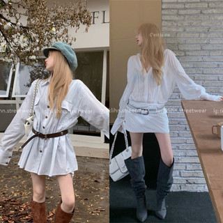 TKLIHN Váy sơ mi nữ ULZZANG hot TREND 2024 Sang Chảnh Áo váy sơ mi SANG CHẢNH hot FASHIONITA