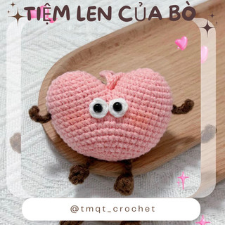 Móc khoá trái tim ngố bằng len - handmade🧶