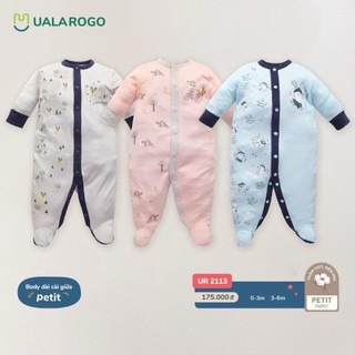 Body dài tay cài giữa liền tất họa tiết cúc dọc petit Uala Rogo