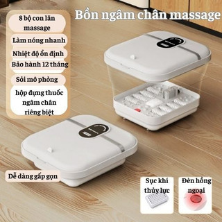 Máy massage ngâm chân gấp gọn, bồn ngâm chân gấp gọn có quai xách tiện lợi, chậu ngâm chân massage thư giãn, bh 1 năm