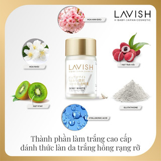 Viên uống nhật bản dewy white lavish h baby làm trắng và căng bóng da - 90 viên