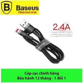 Cáp sạc nhanh Ai-phôn Baseus Cafule 2.4A dài 1m/2m truyền dữ liệu, cáp sạc dây dù cho các sp của táo