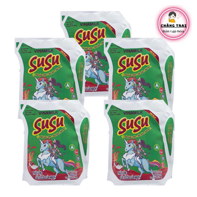Compo 5 Túi Sữa Su Su Lúa Mạch- Dâu - Cam 110ml