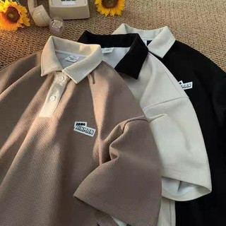 Áo Polo Nam Nữ Unisex JONG HINMAN APT Unisex Áo Cổ Bẻ From Rộng Tay Lỡ Chất Liệu  Dệt Tổ Ong, Phong Cách Ulzzang