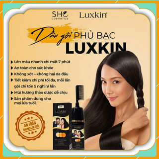 Dầu gội nhuộm tóc thảo dược luxkin, nhuộm tóc phủ bạc đổi màu tóc không hóa chất an toàn chỉ sau 15 phút