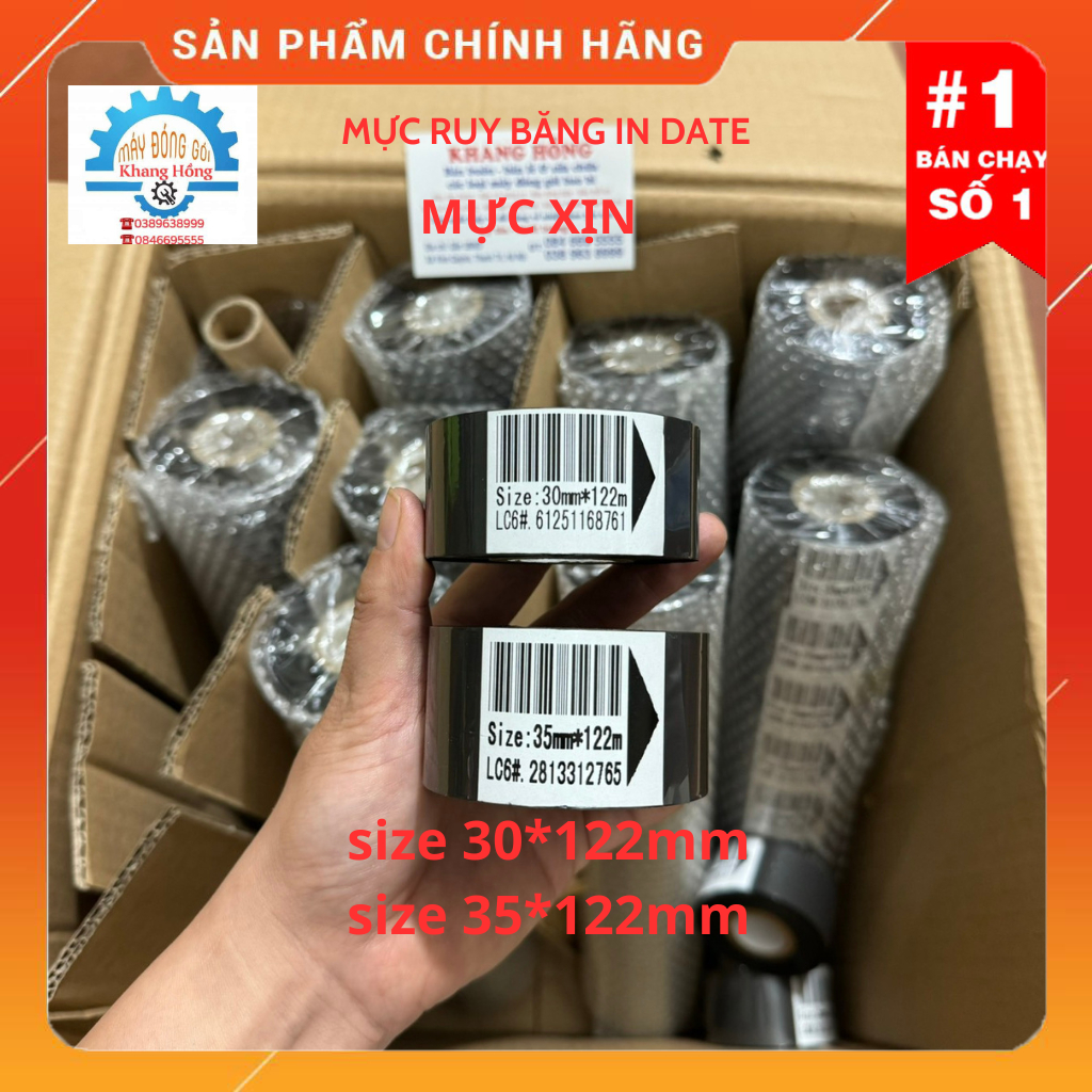 Combo 10 cuộn mực in date máy indate DY8, HP241B size 30*122m, 35*122m in được 30000 sản  phẩm - MÁY ĐÓNG GÓI KHANG HỒNG