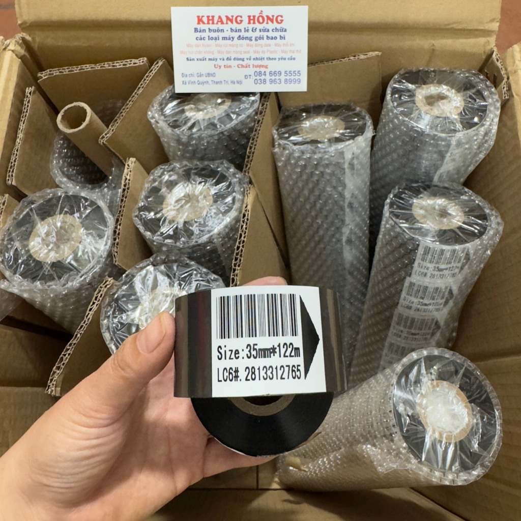 Combo 10 cuộn mực in date máy indate DY8, HP241B size 30*122m, 35*122m in được 30000 sản  phẩm - MÁY ĐÓNG GÓI KHANG HỒNG