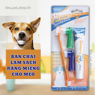 Bộ bàn chải, kem đánh răng vệ sinh răng miệng cho Chó Mèo