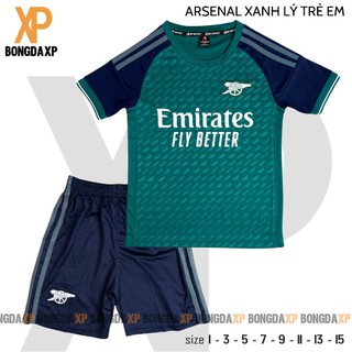 Quần áo bóng đá, đồ đá banh trẻ em Arsenal Xanh Lý Vải thun lạnh cao cấp