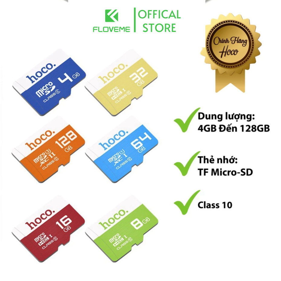 Thẻ Nhớ Micro SD Hoco Cho Điện Thoại, Máy Tính 256GB/128GB/64G Class 10 - Hàng Chính Hãng. .