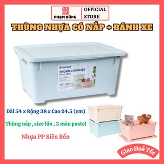 Thùng nhựa đựng đồ chơi có nắp có bánh xe , thùng đựng đồ đa năng Việt Nhật 5328