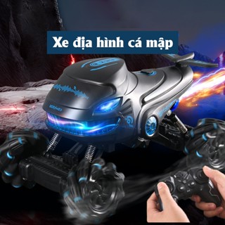  xe điều khiển từ xa ô tô địa hình Cá Mập điều khiển từ xa xoay 360 độ Pin khỏe Có nhạc Có đèn led Đồ Chơi 