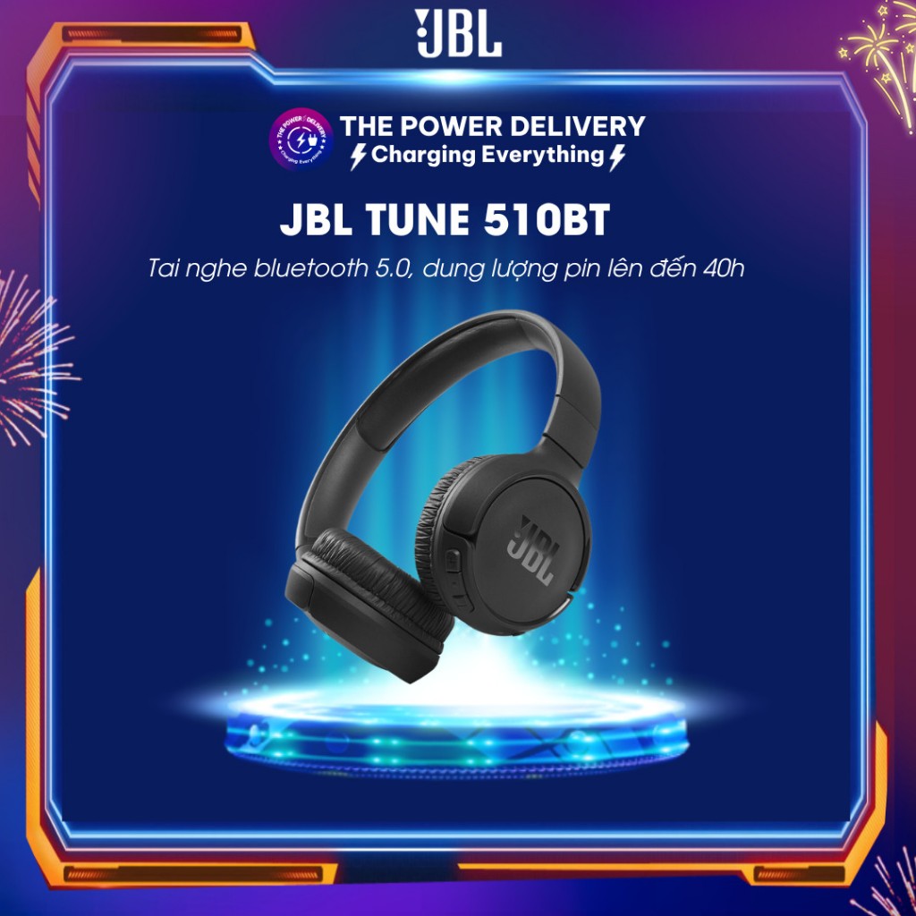 Tai Nghe Bluetooth JBL Tune 510BT On-Ear, Bluetooth 5.0, Pin 40h, Thiết kế đẹp mắt đeo lâu không mỏi
