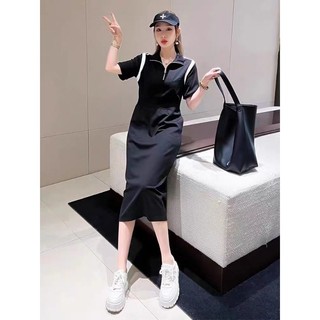Đầm thun cổ bẻ kèm pk cao cấp