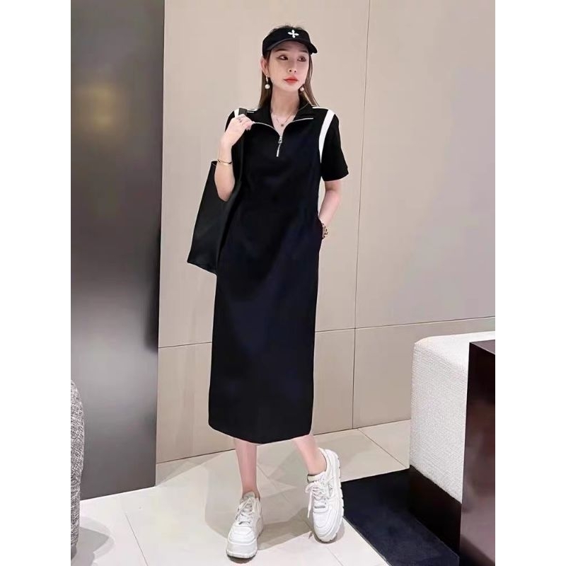 Đầm thun cổ bẻ kèm pk cao cấp