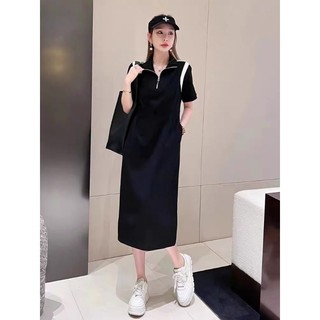 Đầm thun cổ bẻ kèm pk cao cấp
