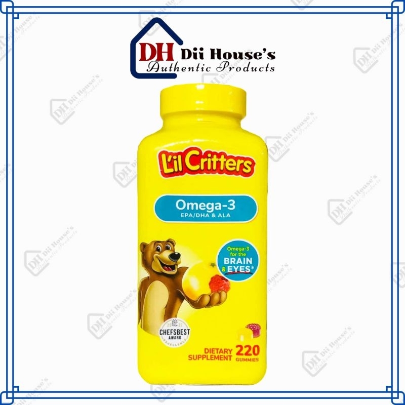 Lil Critters Omega-3 DHA Gummy Fish 220 viên - Kẹo Gấu Omega3 Bổ Não, Bổ Mắt Cho Bé.