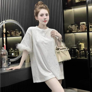Áo Thun Đá Lông Ống Tay , Áo Phông Cotton Khô Dày Dặn Dáng Rộng Phong Cách Hàn Quốc Gía Sinh Viên .