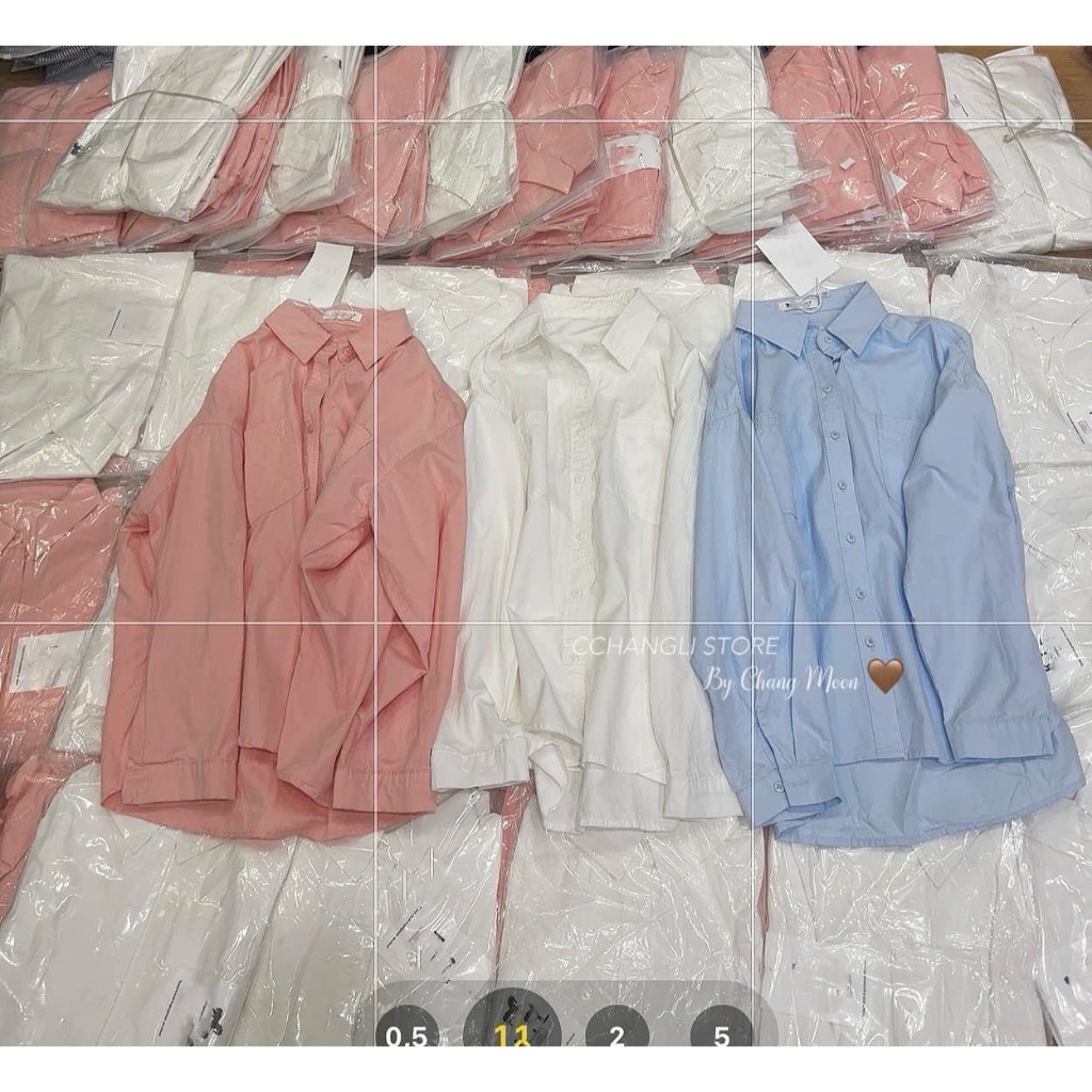Áo sơ mi tay dài trơn basic chất thô mềm 2 túi ngực | BigBuy360 - bigbuy360.vn