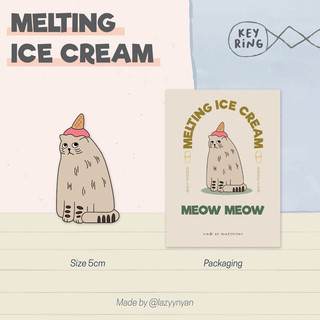 Melting Ice Cream Meow | Móc khoá kem mèo tan chảy xinh xỉu DIY hoặc quà tặng